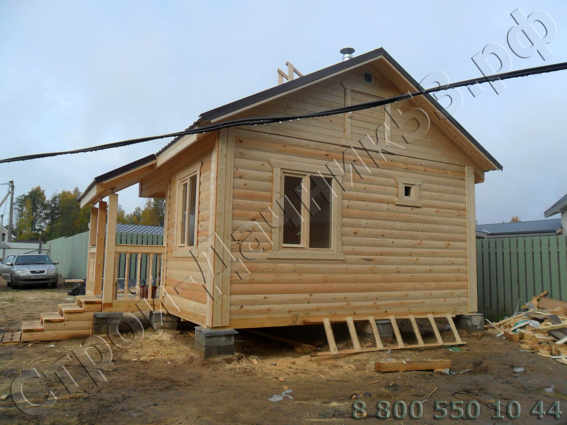 Баня 6х5 из профилированного бруса Зеленая роща Ленинградская область Выборгский район Вид бани с боку