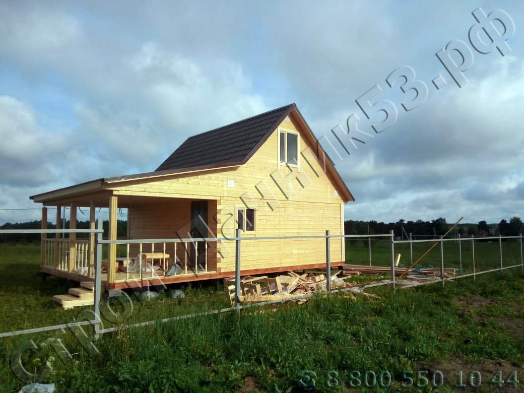 Село Орудьево, Московская область, Дмитровский район, баня 6 × 8, с мансардным этажем 