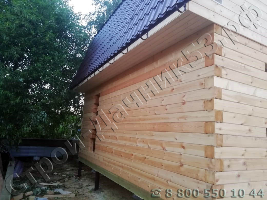 Вид бани с боку профиль бруса прямой