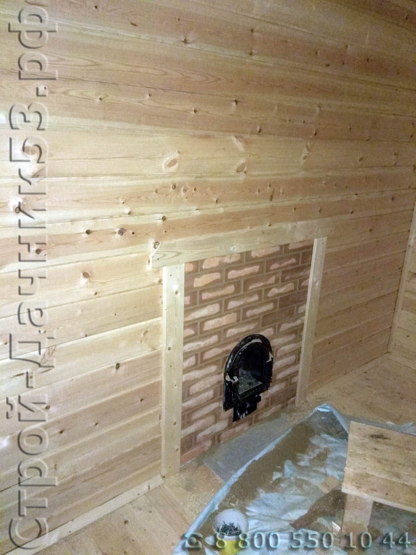 Комната отдыха портал печи обложен кирпичом