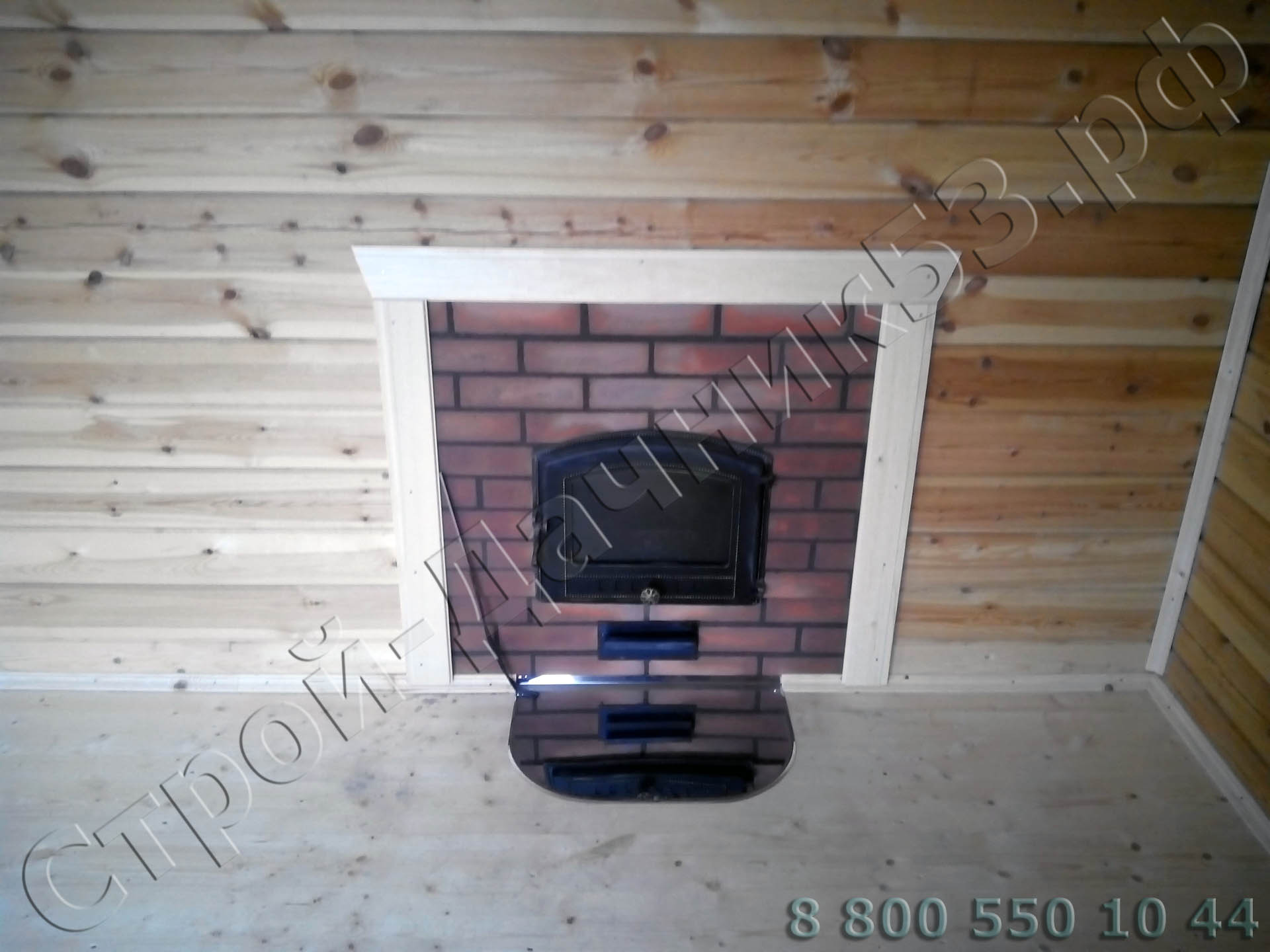 Печь марки Везувий обложенный портал печи кирпичом