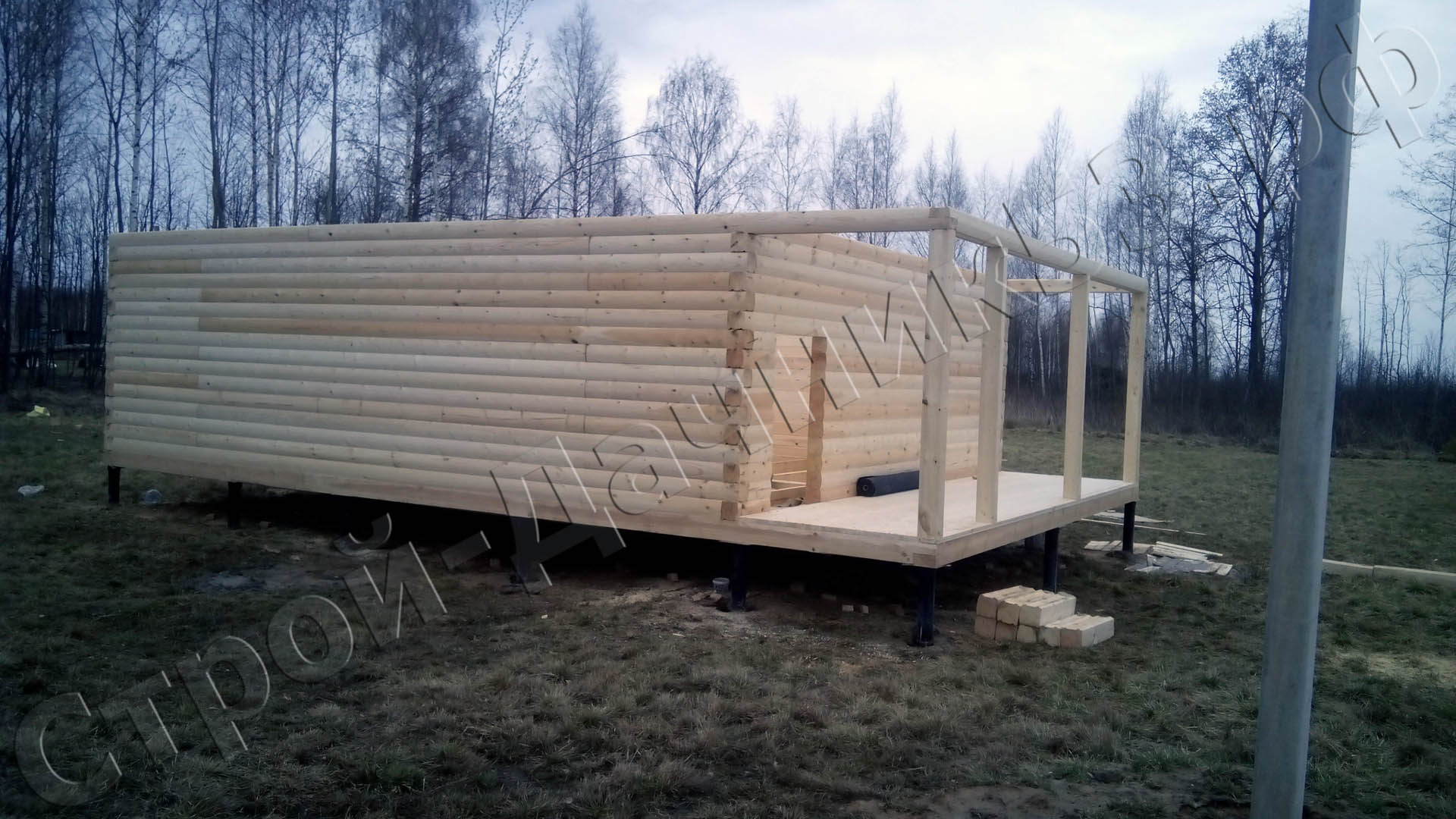 Возведены стены 1 го этажа бани