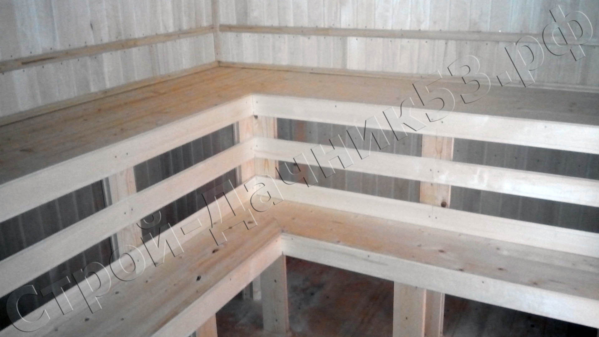 Осиновые полки в парной