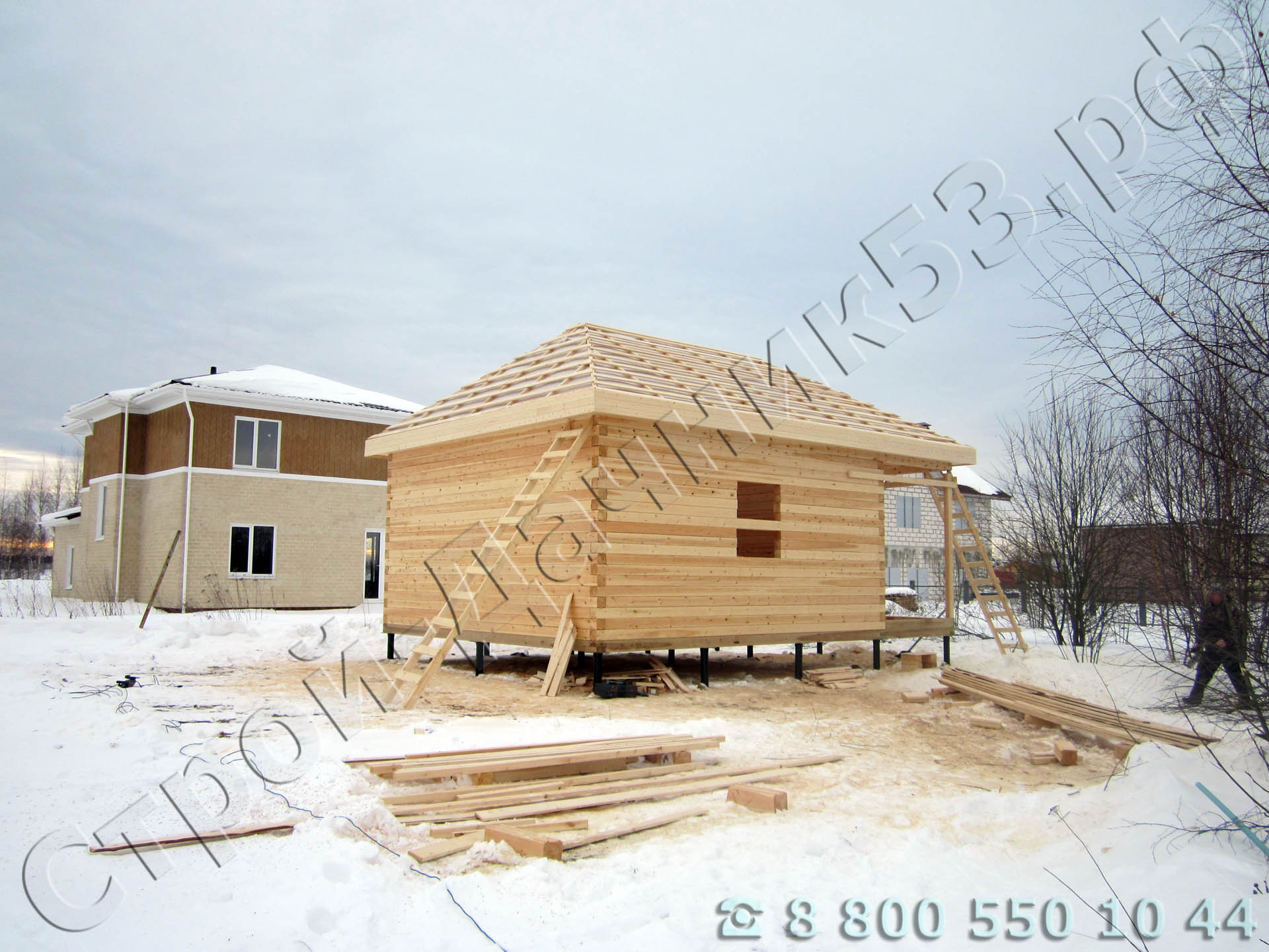 Монтаж обрешетки и контр рейки кровли выполнен