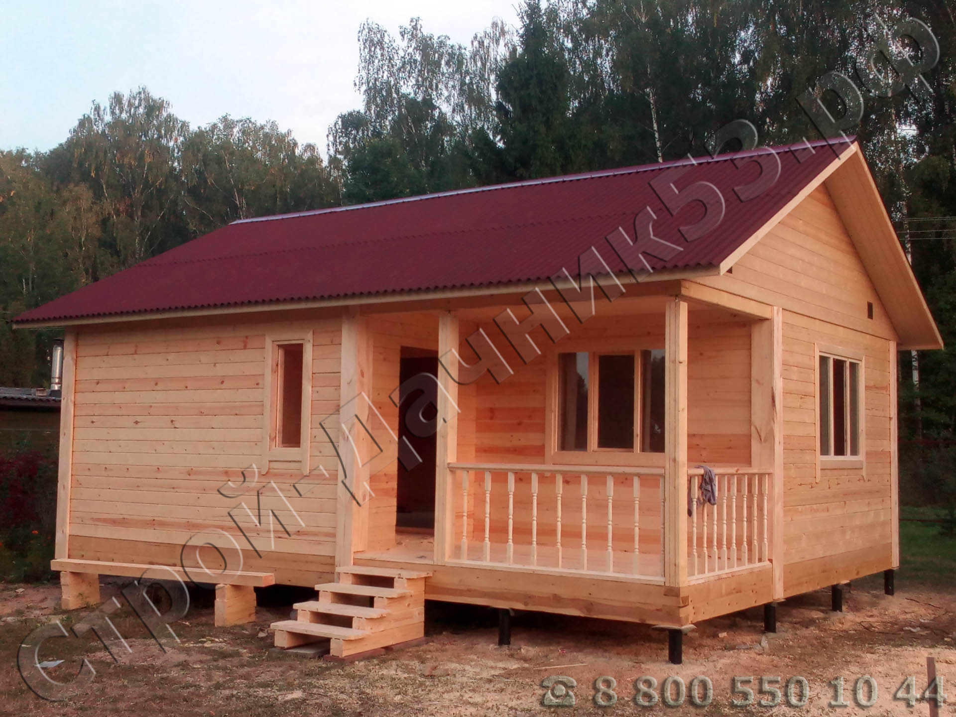 Деревня Мощаницы, Озерский район, Московская область. Вид готового дома по проекту ОД 6, 6 × 8 м