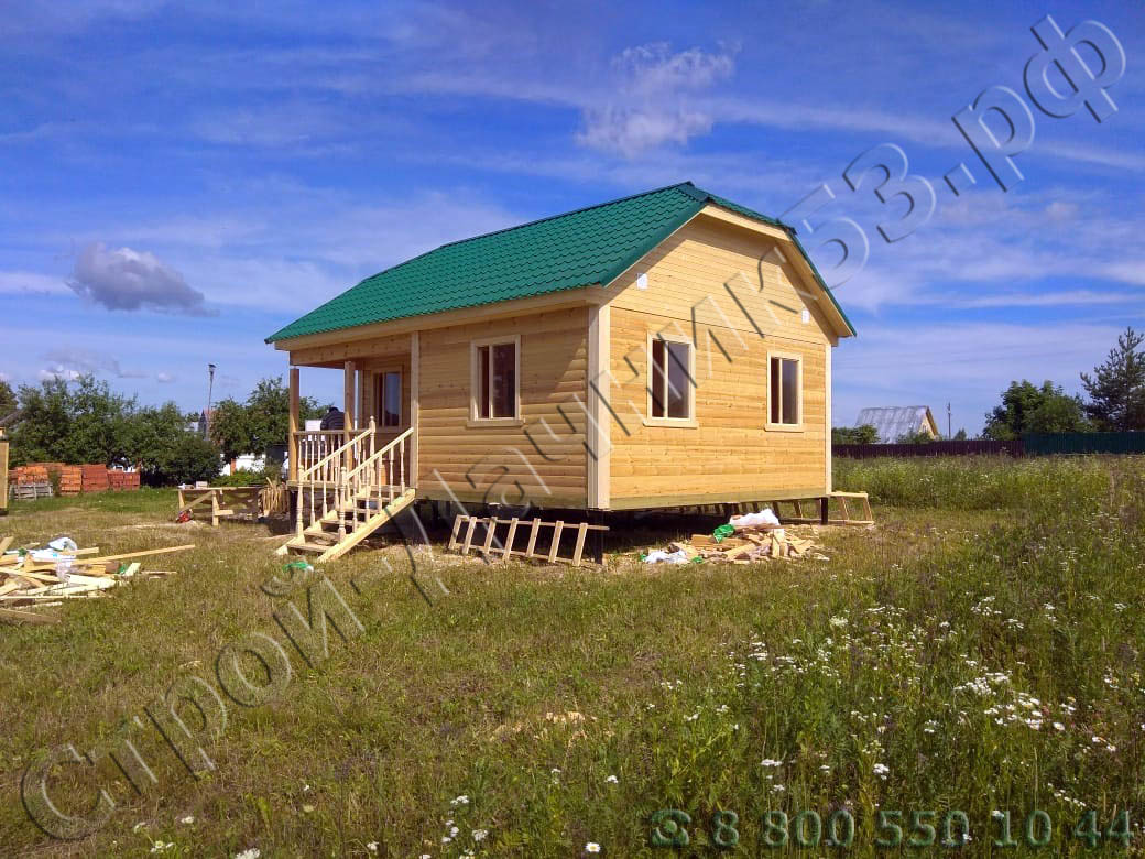 Деревня Семынино, Калужская область, Малоярославецкий район. Одноэтажный дом  6 х 8 «под ключ»,  из профилированного бруса 140 × 140