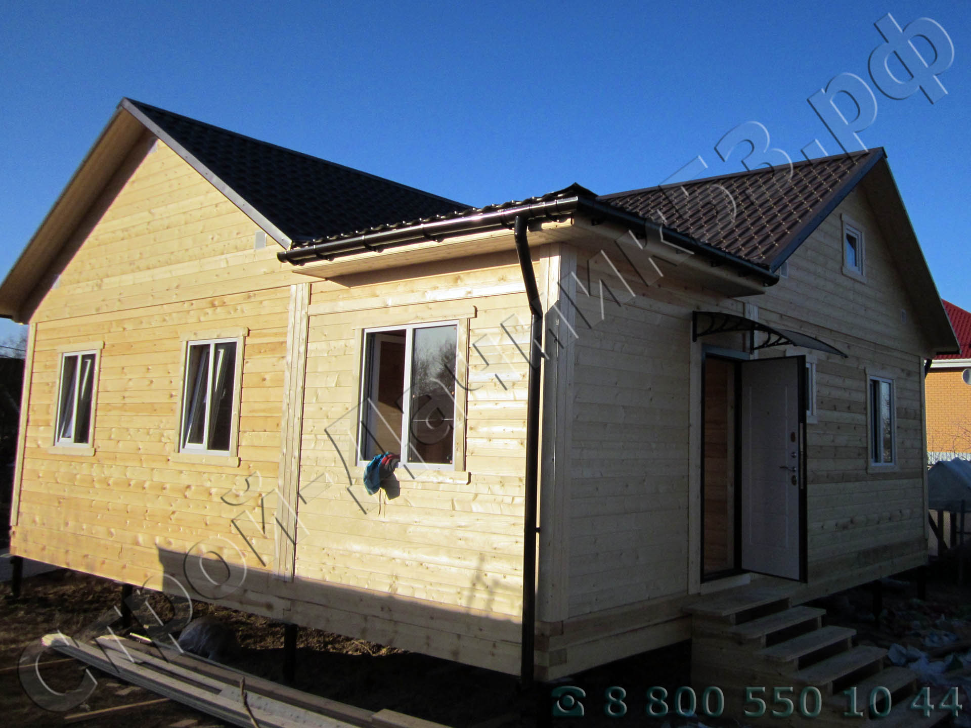 Деревня Любучаны, Чеховский район, Московская область, одноэтажный дом из профилированного бруса 9 × 9, 81 м²