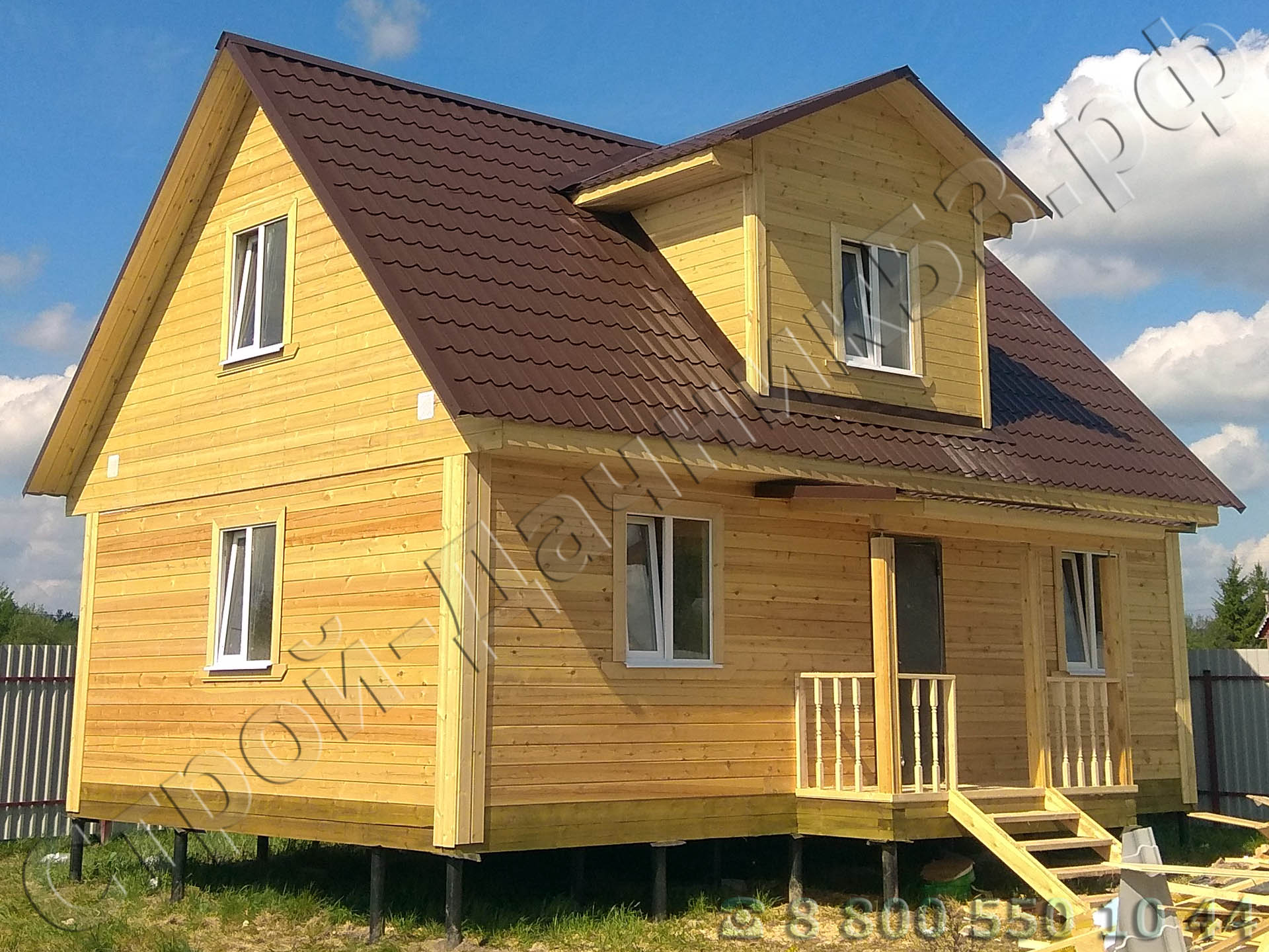 Дом «под ключ» с мансардным этажом и открытой террасой в деревне Каблуково, Московская область, Щелковский район