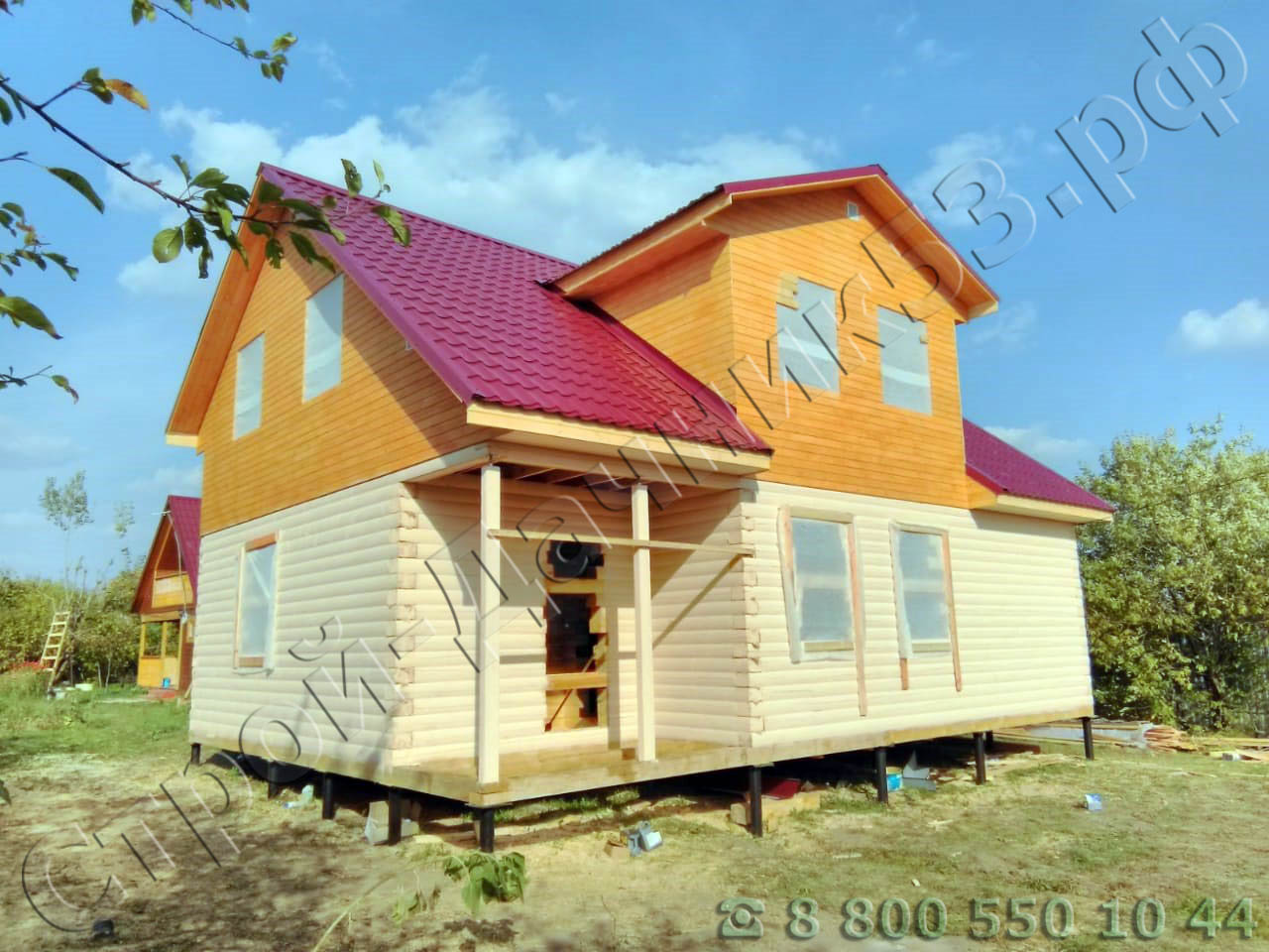  Дом из профилированного бруса 140 × 190 мм, 10 × 7.5 м, 132 м². Деревня Ивкино, Рязанская область, Рязанский район