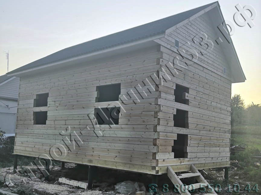  Дом 6 × 4 метра из профилированного бруса, площадь дома 24 м². Посёлок Красильниково, Рязанская область, Спасский район