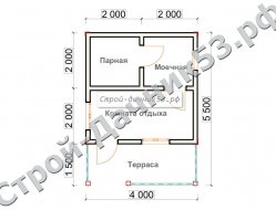 Проект бани Б-1, план 1-го этажа