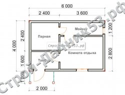 Проект бани Б-11, план 1-го этажа