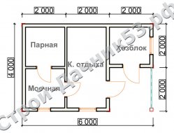 Проект бани Б-18, план 1-го этажа