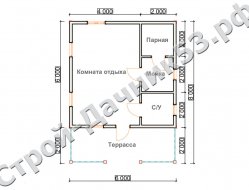 Проект бани Б-19, план 1-го этажа