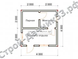 Проект бани Б-2, план 1-го этажа