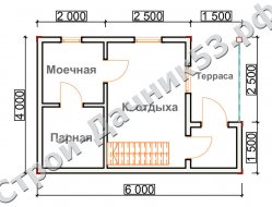 Проект бани Б-20, план 1-го этажа