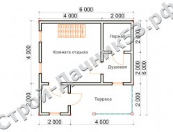 Проект бани Б-23, план 1-го этажа