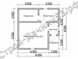 Проект бани Б-24, план 1-го этажа