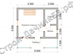 Проект бани Б-25, план 1-го этажа