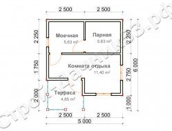 Проект бани Б–33, план 1-го этажа