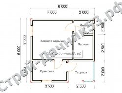 Проект бани Б-7, план 1-го этажа