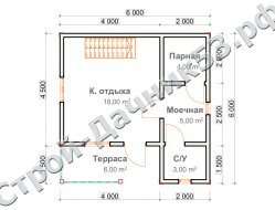 Проект бани Б-9, план 1-го этажа