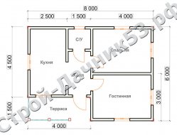 Проект дома ОД-5, план 1-го этажа