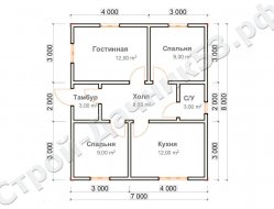 Проект дома ОД-14, план 1-го этажа