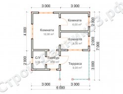 Проект дома ОД-15, план 1-го этажа