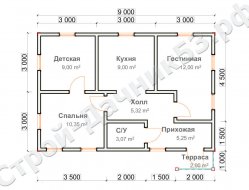 Проект дома ОД-17, план 1-го этажа