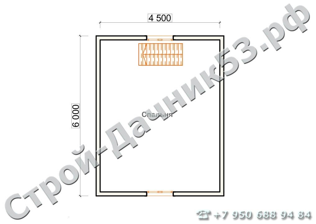 Проект бани Б–14, план 2-го этажа