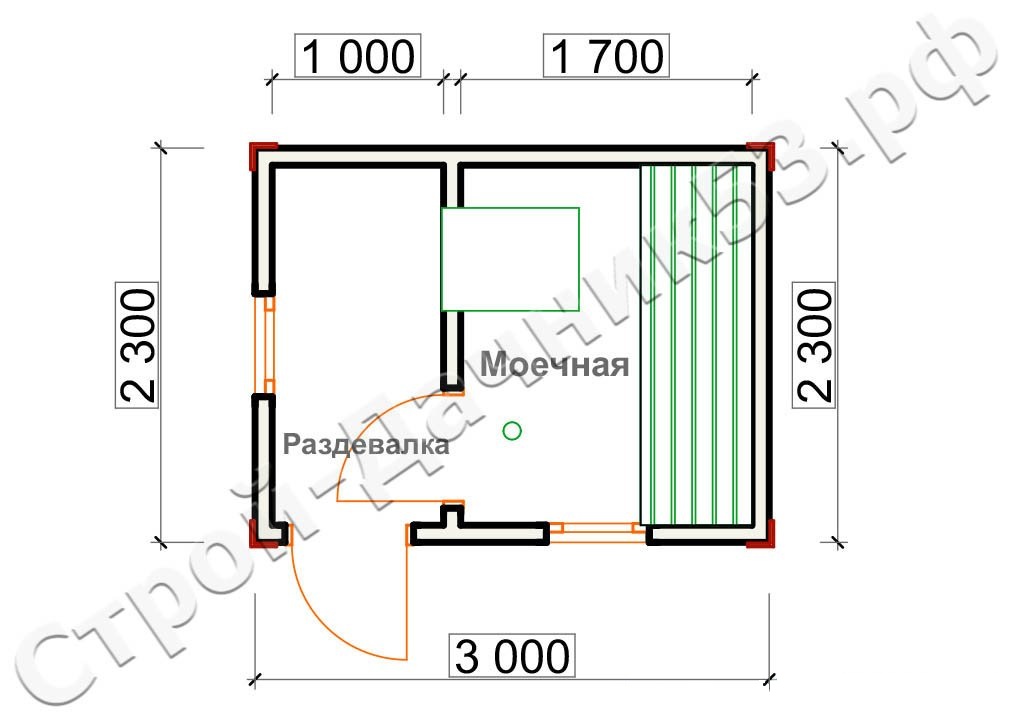 Проект бани МБ-5, план бани