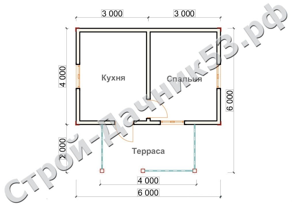 Проект дома ОД–2, план 1-го этажа