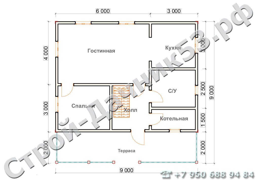  Проект дома П–5, план 1-го этажа