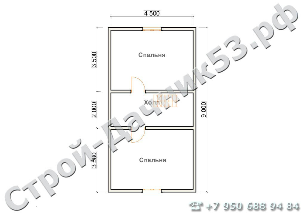 Проект дома К-22, план 2-го этажа