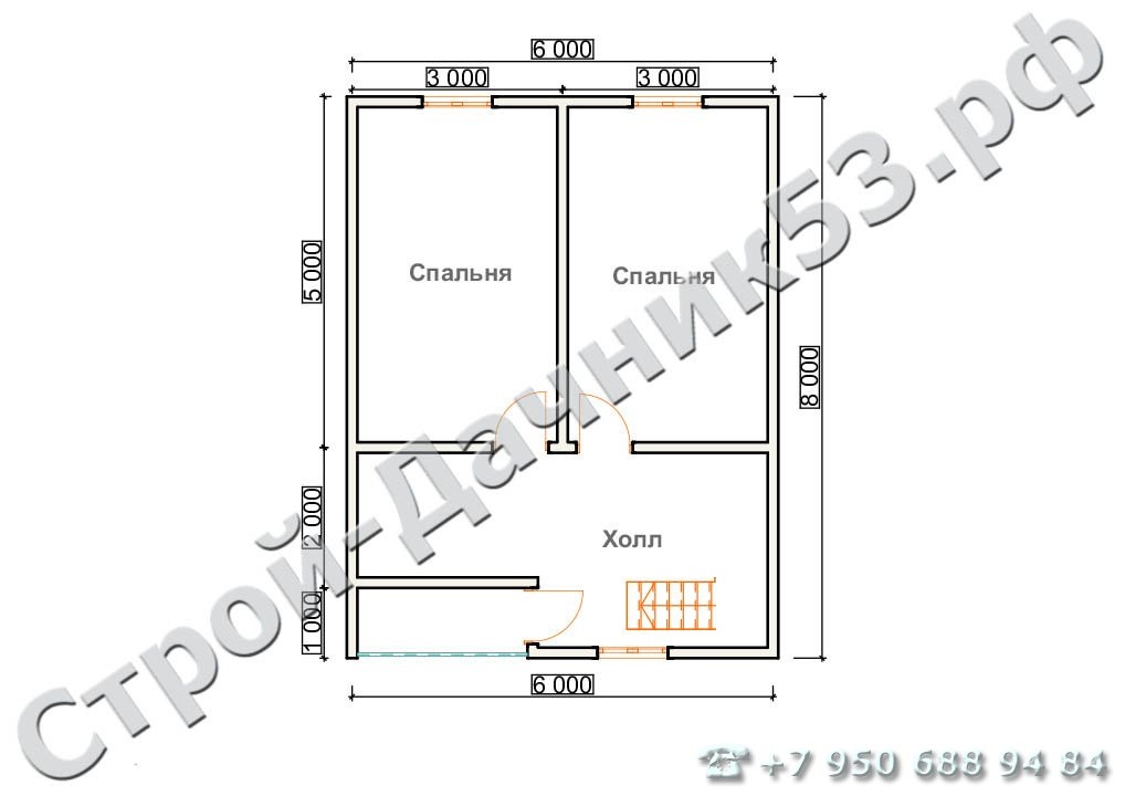 Проект дома К-26, план 2-го этажа