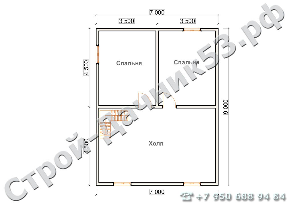 Проект дома К-30, план 2-го этажа