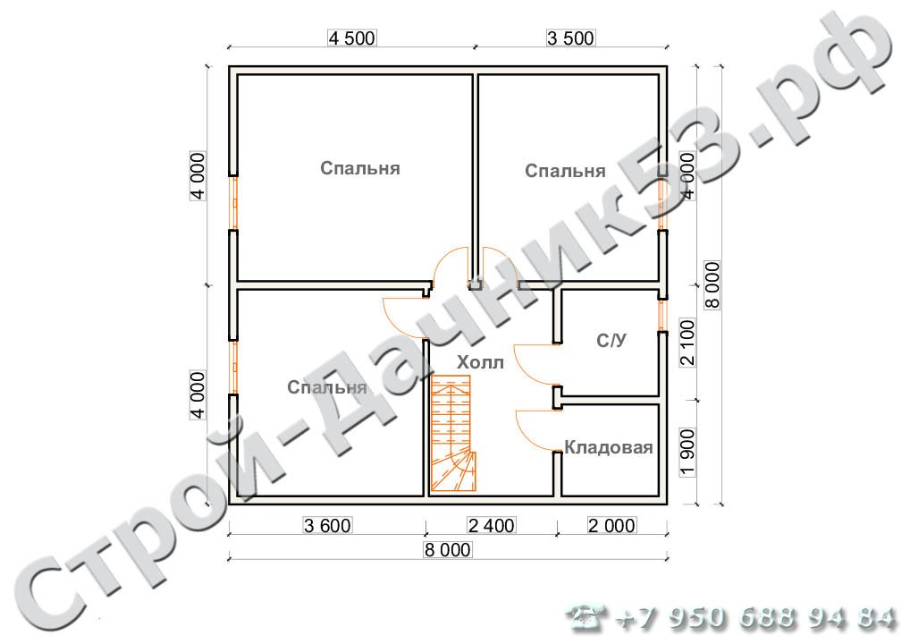  Проект дома П–3, план 2-го этажа