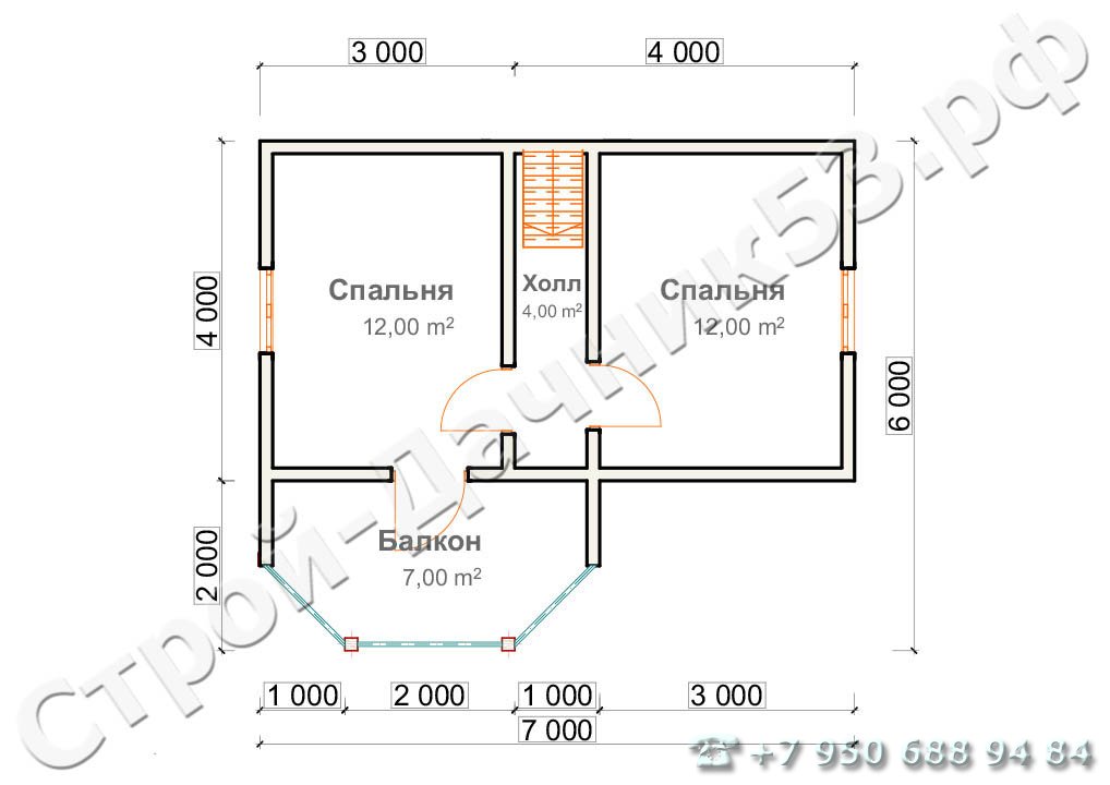 Проект дома К-45, план 2-го этажа