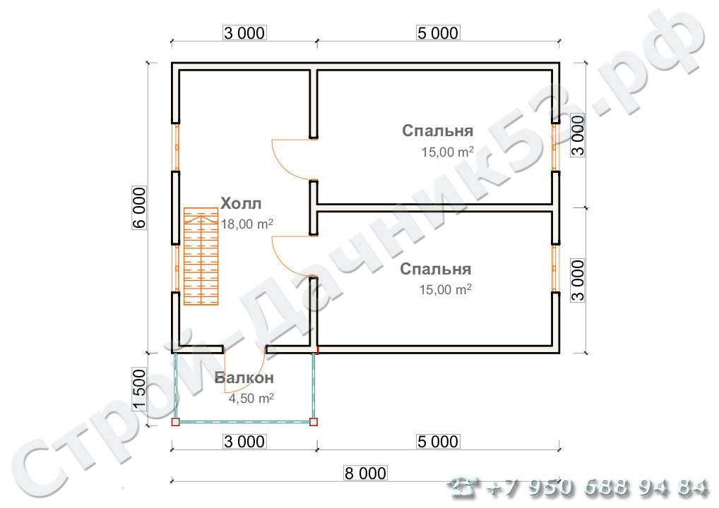  Проект дома П–10, план 2-го этажа