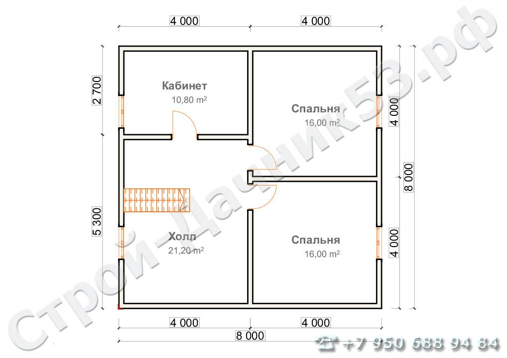  Проект дома П–12, план 2-го этажа