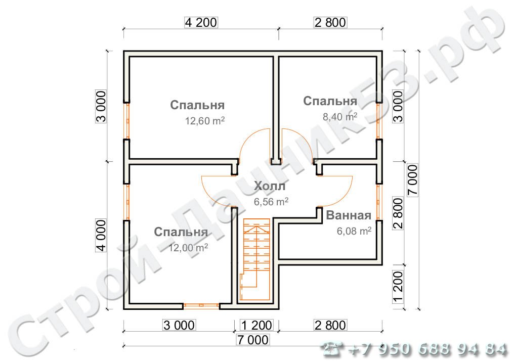  Проект дома П–13, план 2-го этажа