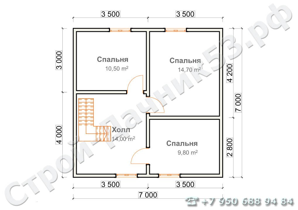  Проект дома П–8, план 2-го этажа