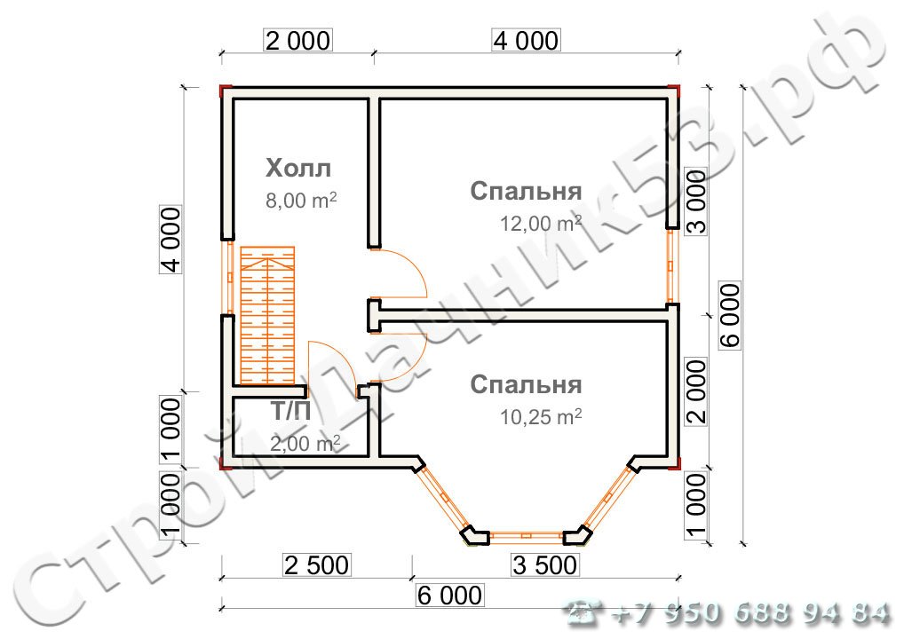 Проект дома К-58, план 2-го этажа