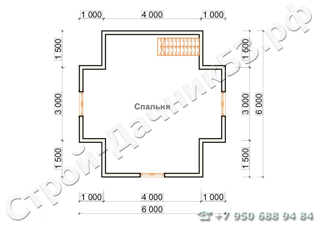 Проект дома К-47, план 2-го этажа