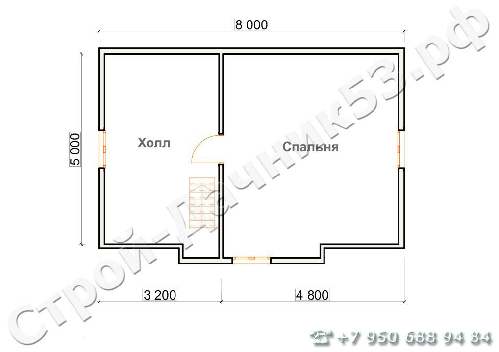 Проект дома К-49, план 2-го этажа