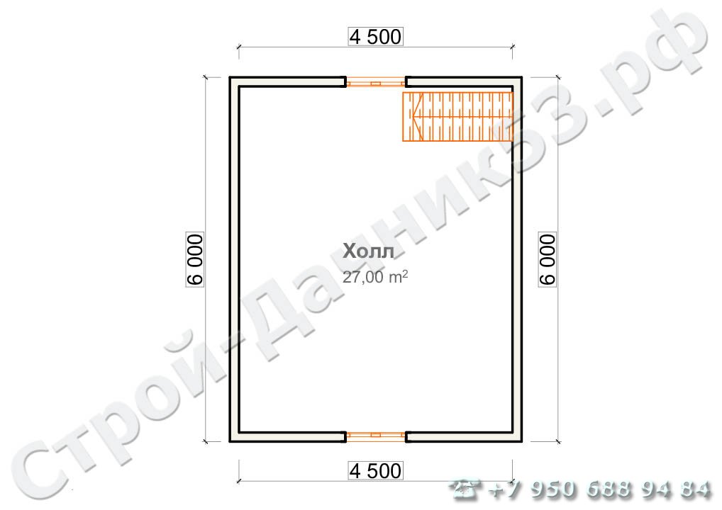 Проект каркасно-щитового дома Д–2, план 2-го этажа