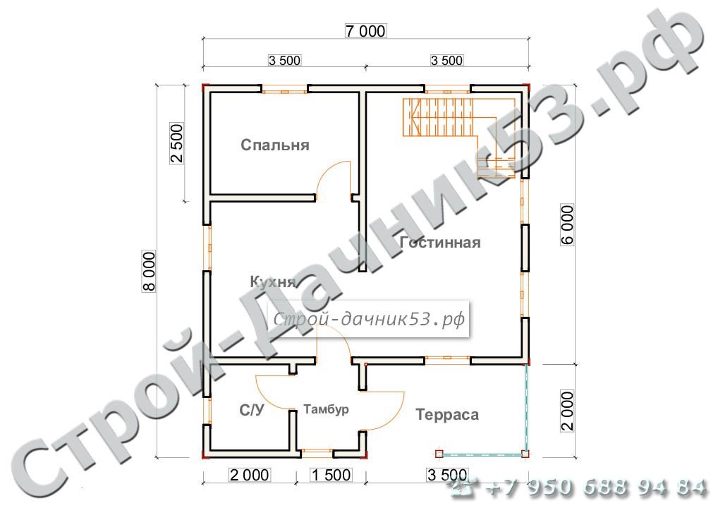 Проект дома К-20, план 1-го этажа