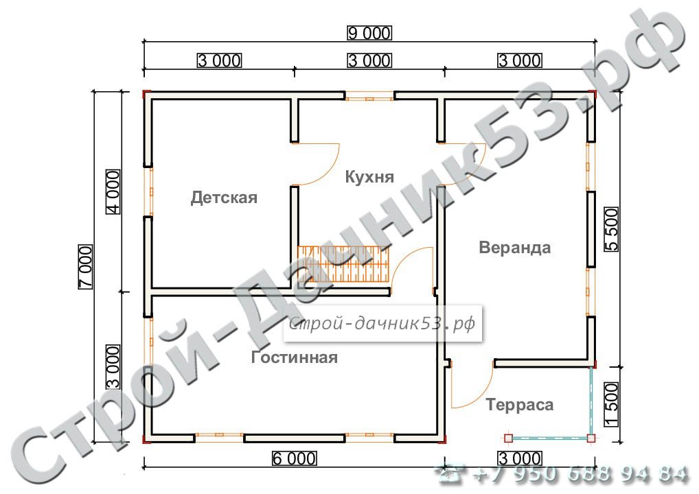 Проект дома К-18, план 1-го этажа