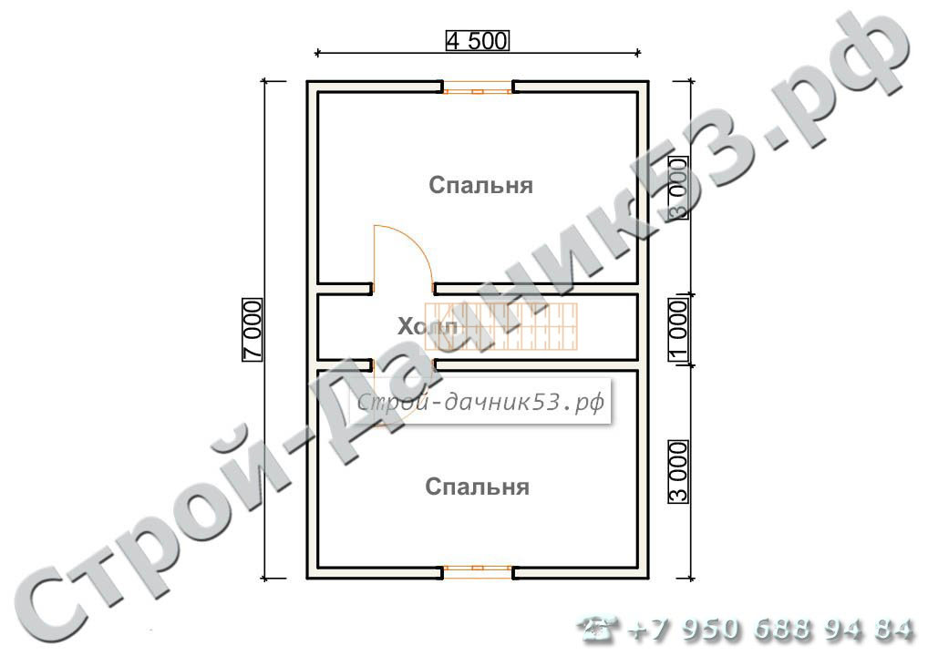 Проект дома К-18, план 2-го этажа